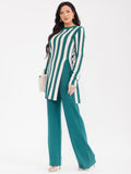 Strip lines two piece setWOMEN'S LONG SLEEVE SLIT TOP &amp; ELASTIC WAIST PANTS COLORBLOCK RIBBED 2PC. SET 6 total items&nbsp;
