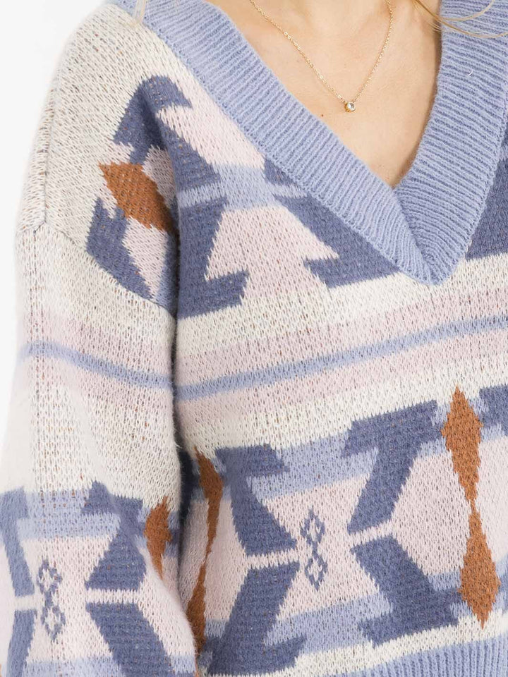 Love in lifeWOMEN'S LONG SLEEVE V-NECK MULTI PRINT PULLOVER SWEATER&nbsp;6 total items) 2S 2M 2L