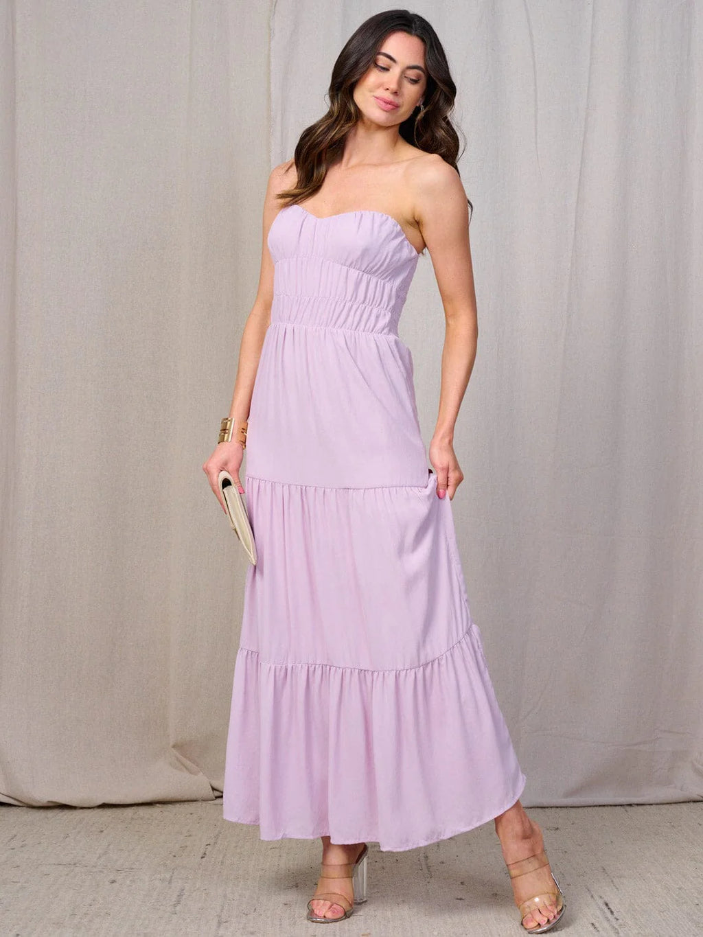 WOMEN'S SLEEVELESS SMOCK TIERED MAXI DRESS 6 pack